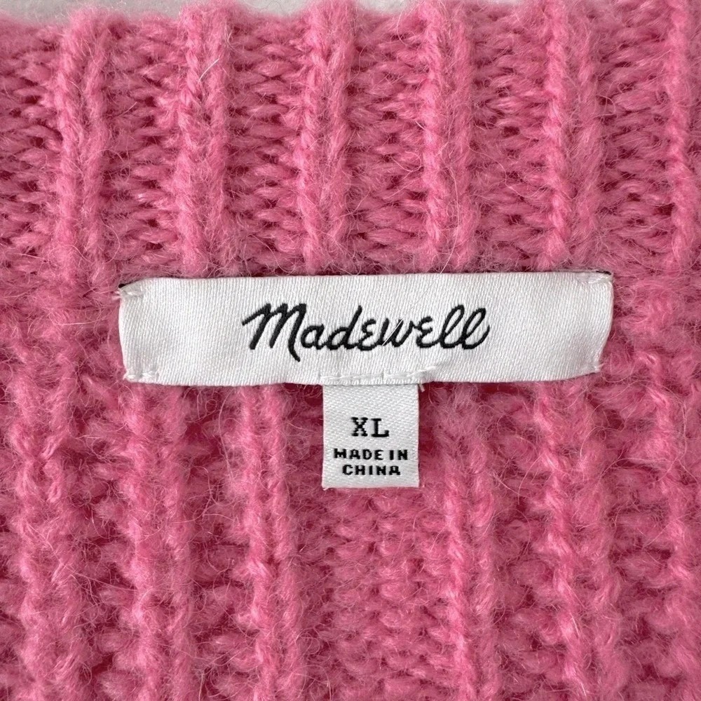 Madewell Pink Cable Knit Alpaca Blend Sweater Size XL - Picture 4 of 11